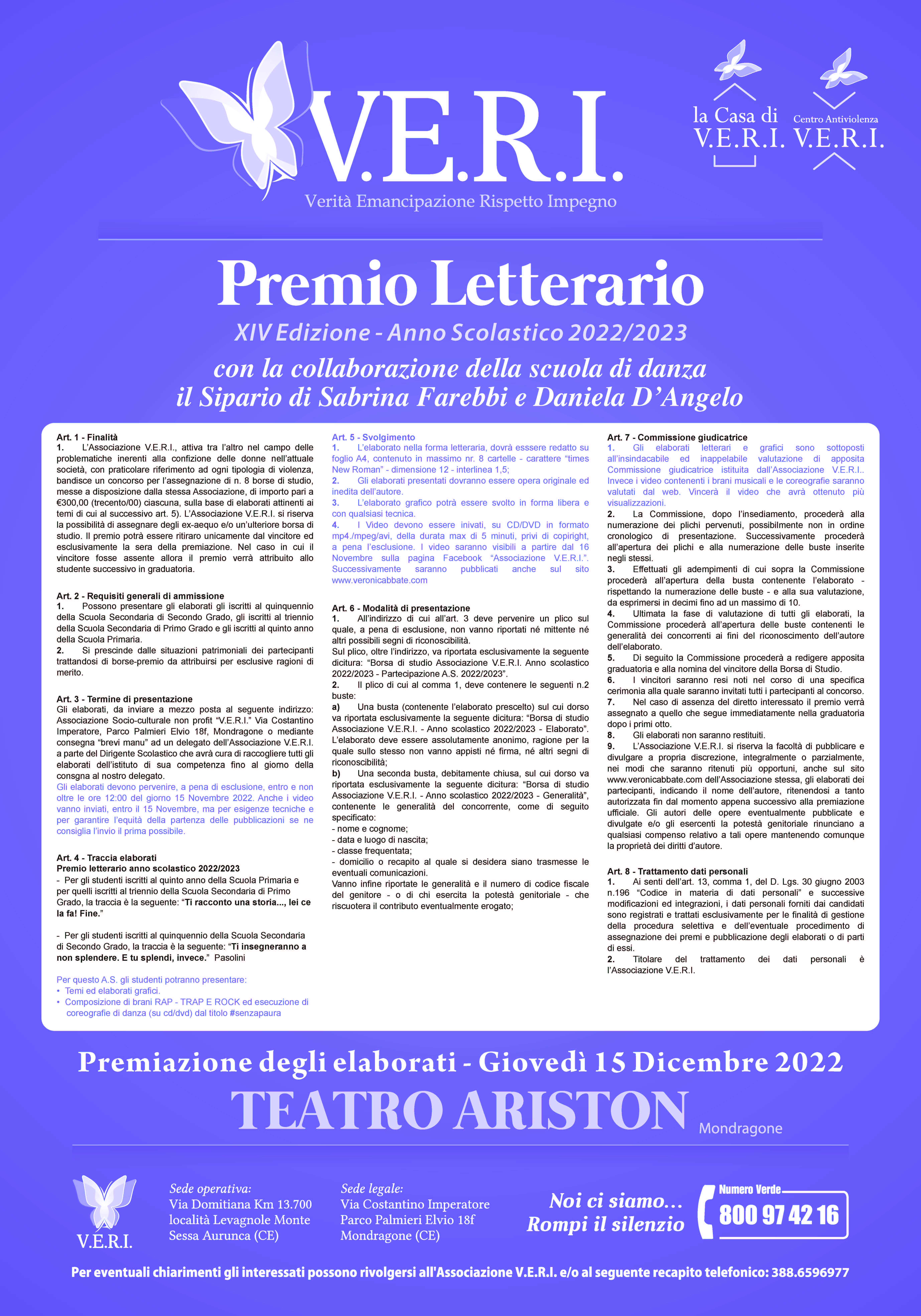 PREMIO LETTERARIO “V.E.R.I.”